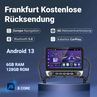 6+128G Carplay Android 13 Autoradio GPS Navi 4G FM USB Für Nissan Juke 2010-2014 - Bild 1 von 4
