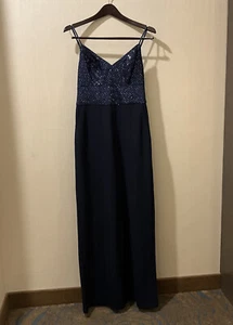 Eliza J Overall Pailletten verziert weites Bein marineblau Größe 8 - Bild 1 von 4