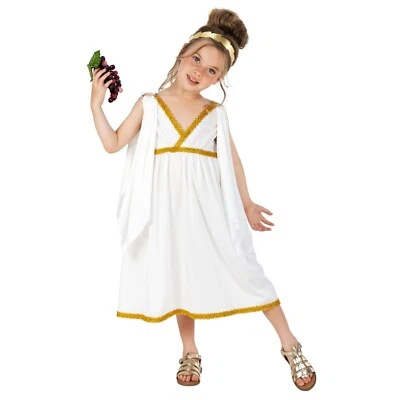 Niñas Disfraz de Diosa Griega S-XL Niños Toga Romana Reina Egipcia Conjunto Halloween Foto 1 de 4