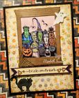 Kit de cartes Halloween 4 timbres tableau de la terreur sorcière momie Dracula à faire soi-même 