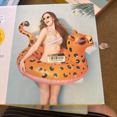 Sun Squad- Inflatable Giant Orange Sunglass Wearing Leppard Pool Float  - Image 1 of 4