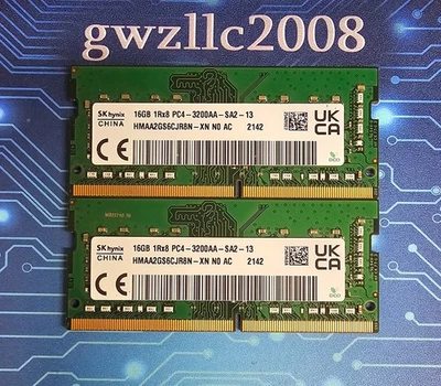 32GB (2x16GB) PC4-25600 DDR4-3200MHz 1Rx8 Non-ECC Hynix HMAA2GS6CJR8N-XN #A17 - Image 1 of 2