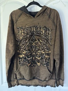 Felpa con cappuccio reversibile Affliction media grunge Y2K USA fibbia Gorp - Foto 1 di 13
