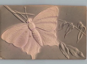 Embossed Butterfly Postcard Lepidopterology Grey Tan c1915 - Picture 1 of 2