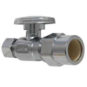 1 Pc XFITTING 3/8" OD Compression x 1/2" CPVC Straight Valve, Lead Free Brass - Picture 1 of 7