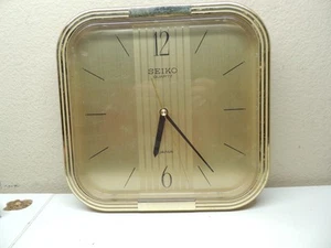 Vintage Seiko Quartz battery Wall Clock 1980's Working Gold JAPAN Retro... - Picture 1 of 7