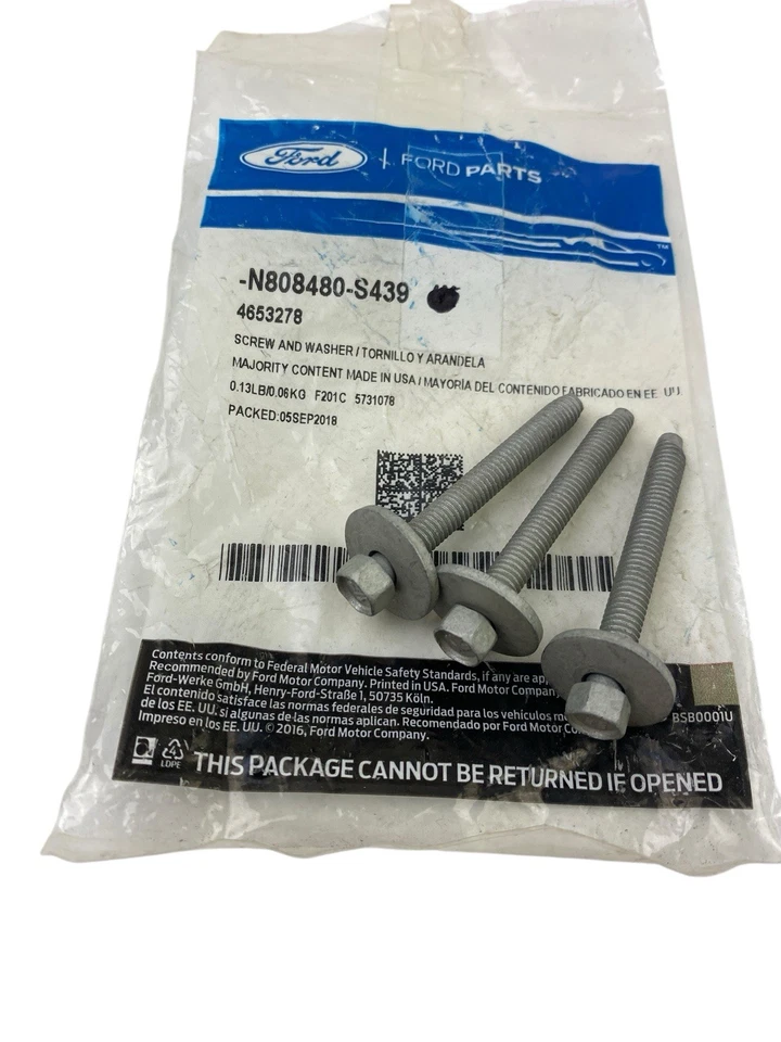 Paquete de 3 pernos de sujeción originales Ford OEM N808480-S439 Foto 1 de 4
