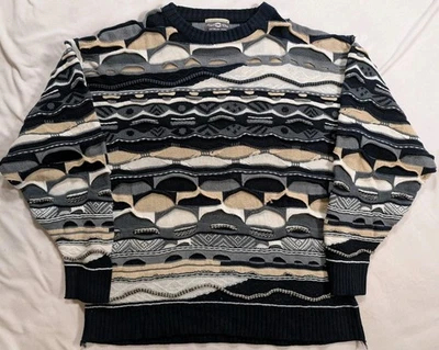 Suéter Vintage Regal Wear Para Hombres XL Negro Crema Tejido Estilo Coogi Años 90 Retro Foto 1 de 4