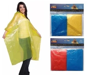 X2 ADULT EMERGENCY PONCHO One-size Reusable Raincoat Waterproof Camping Random - Picture 1 of 5