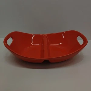 Rachael Ray 14” Cerámica Dividida Panadero/Servidor Manijas de Plato Ovaladas = Naranja = H017 - Imagen 1 de 4