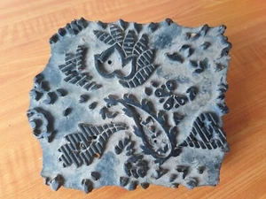 Victorian India Textile / Fabric Wallpaper Hand Crafted Wooden STAMP - 6" x 7" - Bild 1 von 3