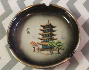 Sun Knott Pottery Asian Hand Painted Ceramic Ashtray 4.5" Diameter - Picture 1 of 3