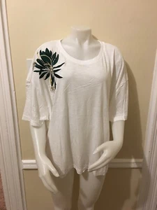 H&M X Anna Glover Oversized Tee T Shirt Embelished Top White Size XL NWT - Imagen 1 de 8