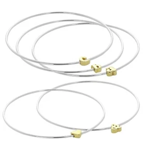 Sterling Silber Stapel Armreif mit Alphabet Buchstaben Perle A-Z & Herz - Bild 1 von 60