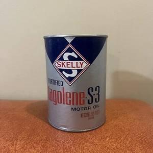 Vintage Skelly Tagolene - S-3 1 qt Full Motor Oil Can NOS S.A.E. 30 Red & Blue - Picture 1 of 7