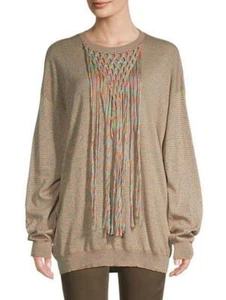 NEU $ 950 LOEWE PAULA IBIZA GESTREIFT QUASTE GEHÄKELT BOYFRIEND PULLOVER SWEATER S/M - Bild 1 von 10