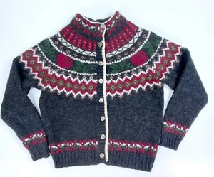 WOOLRICH THE WOMAN maglione cardigan donna grigio Fair Isle lana mohair taglia M - Foto 1 di 9