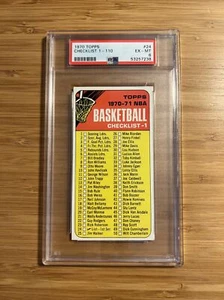 1970 Topps Basketball #24 Checklist 1-110 PSA 6 EX-MT - Picture 1 of 2