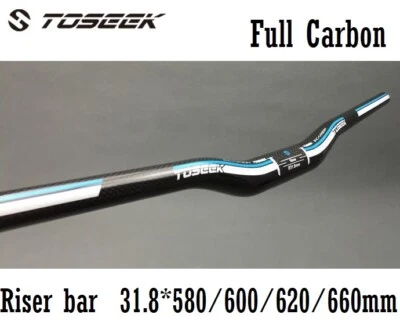 Carbon 3K MTB XC Road Bike Riser bar Bicycle Handlebar 31.8*58/60/62/66mm Blue - Image 1 of 4