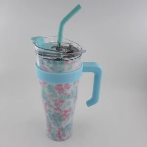 Bicchiere 40 oz in acciaio inox isolato sottovuoto con manico e tazza di cannuccia in metallo - Foto 1 di 10