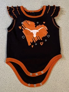 University of Texas Longhorns manica arricciata in un pezzo nero generazione 2 ragazze 0-3 mos - Foto 1 di 5