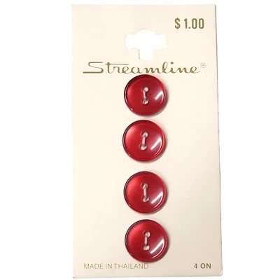 Streamline Vintage Red Buttons Plastic 1/2" Four 2 Holes Crafts Sewing Gifts - Image 1 of 4