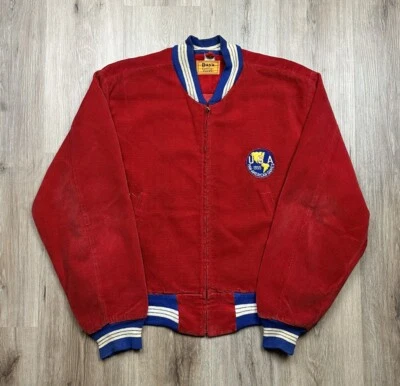 1955 Pan-American Games Day’s College Cords Vintage Red Corduroy Full Zip Jacket - Image 1 of 4