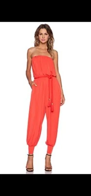 RACHEL ZOE Size 2 Josephine Strapless Jumpsuit in Red Orange - Image 1 of 4