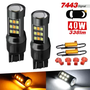 2X 7443 Switchback White-Yellow LED Turn Signal Light Bulbs W/ Load Resistors - Bild 1 von 6