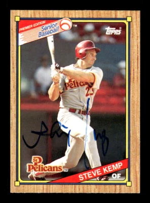 1989 Topps Senior League #52 Steve Kemp HAND SIGNED AUTO - Image 1 of 2
