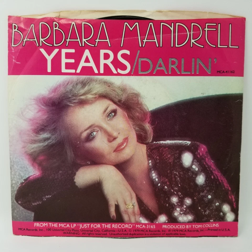 Barbara Mandrell Years / Darlin promo 45rpm 7" Vinyl Record with Picture Sleeve - Image 1 of 1