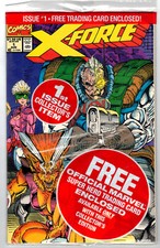 X-FORCE # 1 D (1st series) 1991 Marvel (vf-) Polybagged with Sunspot/Gideon Card