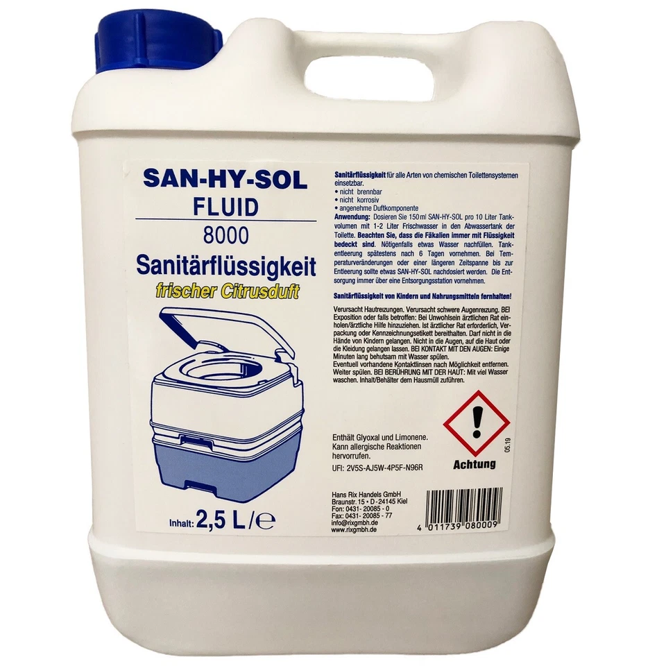 EXPLORER Sanitärflüssigkeit San-Hy-Sol 2,5L Aquakem Blue WC Hygiene Mobil EnsanToilette