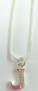 COLGANTE DIAMANTE PLATA INICIAL LETRA J DELICADA BONITA BRILLANTE PIEZA CADENA PLATA - Imagen 1 de 6