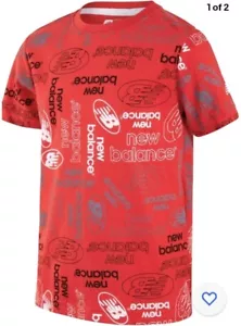 New Balance Active Shirt Boys Size Large 14-16 Red Short Sleeve - Picture 1 of 4