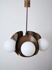 5 Light Milky Globe Sputnik Antique Brass Hanging Chandelier Stilnovo Style Lamp
