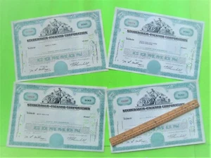 Lot/4 - 1960's STUDEBAKER PACKARD STOCK CERTIFICATES Original TEAL 100-Shares - Picture 1 of 8