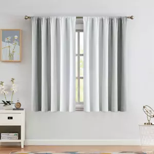 Ombre Full Blackout Curtains 54 Inches Length, Grey and White 2 Tone Reversible - Picture 1 of 7