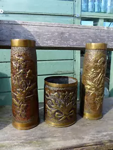 Primera Guerra Mundial Juego de 3x Jarrón Arte de Trinchera Olla Coleccionista Decoración Única Hogar Hombre Cueva - Imagen 1 de 24