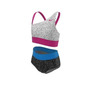 Nike Water Dots Asymmetrical High Waist Big Girls Bikini Bottom Sz M (NESSC725) - Picture 1 of 15
