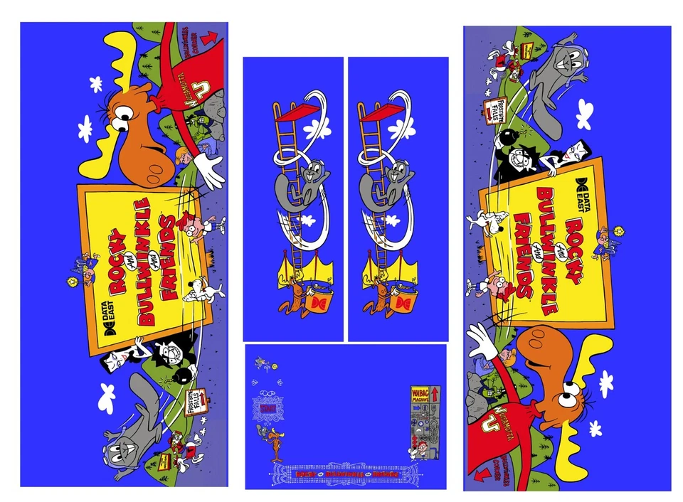 Rocky And & Bullwinkle Data East Pinball Machine CABINET Decal Set Standard Set - Image 1 of 1