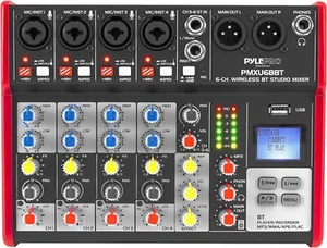 Pyle Professional DJ Audio Mixer Bluetooth 6 Channel Portable Sound Mixer USB - Picture 1 of 7