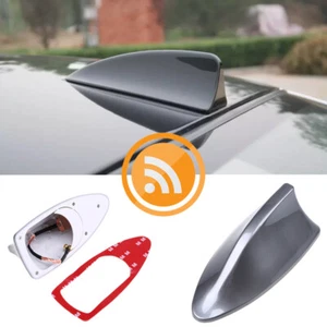 Universal Grey Shark Fin Roof Car Antenna Radio FM&AM Antenna Radio Adhesive New - Bild 1 von 11