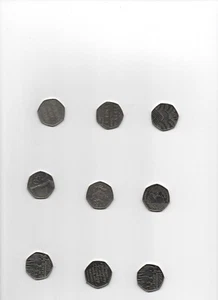 JOB LOT OF 9 COMMEMORATIVE 50P COINS CIRCULATED CONDITION - Picture 1 of 1