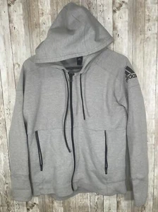 Adidas Full Zip Up Hooded Grey Men Sweat Shirt Size Small Mint - Picture 1 of 8