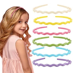 6 PCS Thin Wavy Plastic Headbands Non-Slip Hair Bands for Girls Women Kids - Picture 1 of 7