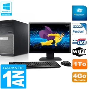 PC tour DELL 9020 Intel G3220 RAM 4Go Disco 1A Wifi W7 Pantalla 19" - Imagen 1 de 1