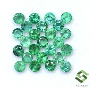 Natural Emerald Round Cut 3 mm Lot 25 Pcs 2.55 CTS Untreated Loose Gemstones - Picture 1 of 5