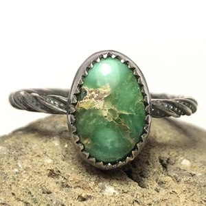 15 Ct Tw Natural Untreated Damele Variscite 925 Sterling Silver Ring Size 7 3/4 - Picture 1 of 10