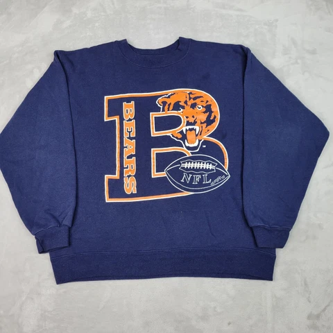 Chicago Bears Sweater Men Extra Large Blue Pullover Sweatshirt Vintage USA Adult Cover